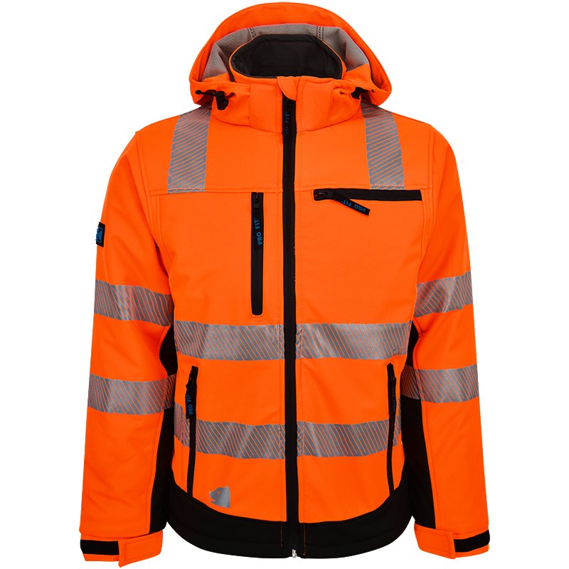 Winter Warnschutz-Softshelljacke neonorange / schwarz 