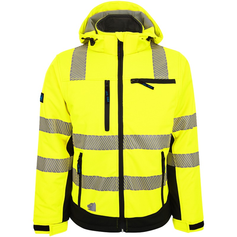 Winter Warnschutz-Softshelljacke neongelb / schwarz 